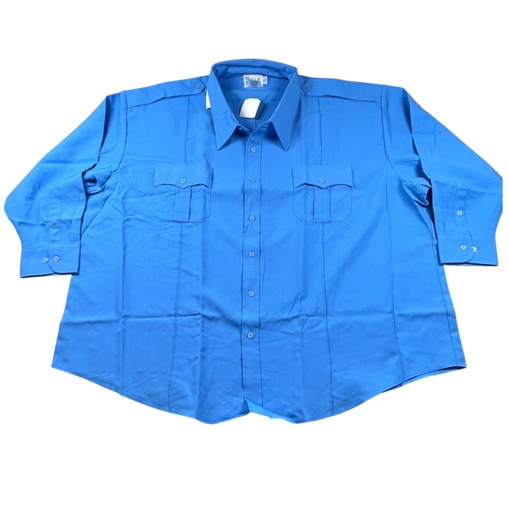 Galls Mens 5XL Light Blue Long Sleeve Uniform Duty Shirt Epaulets Style 8002‎